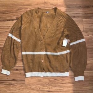 Forever 21 burnt orange cardigan with white stripe